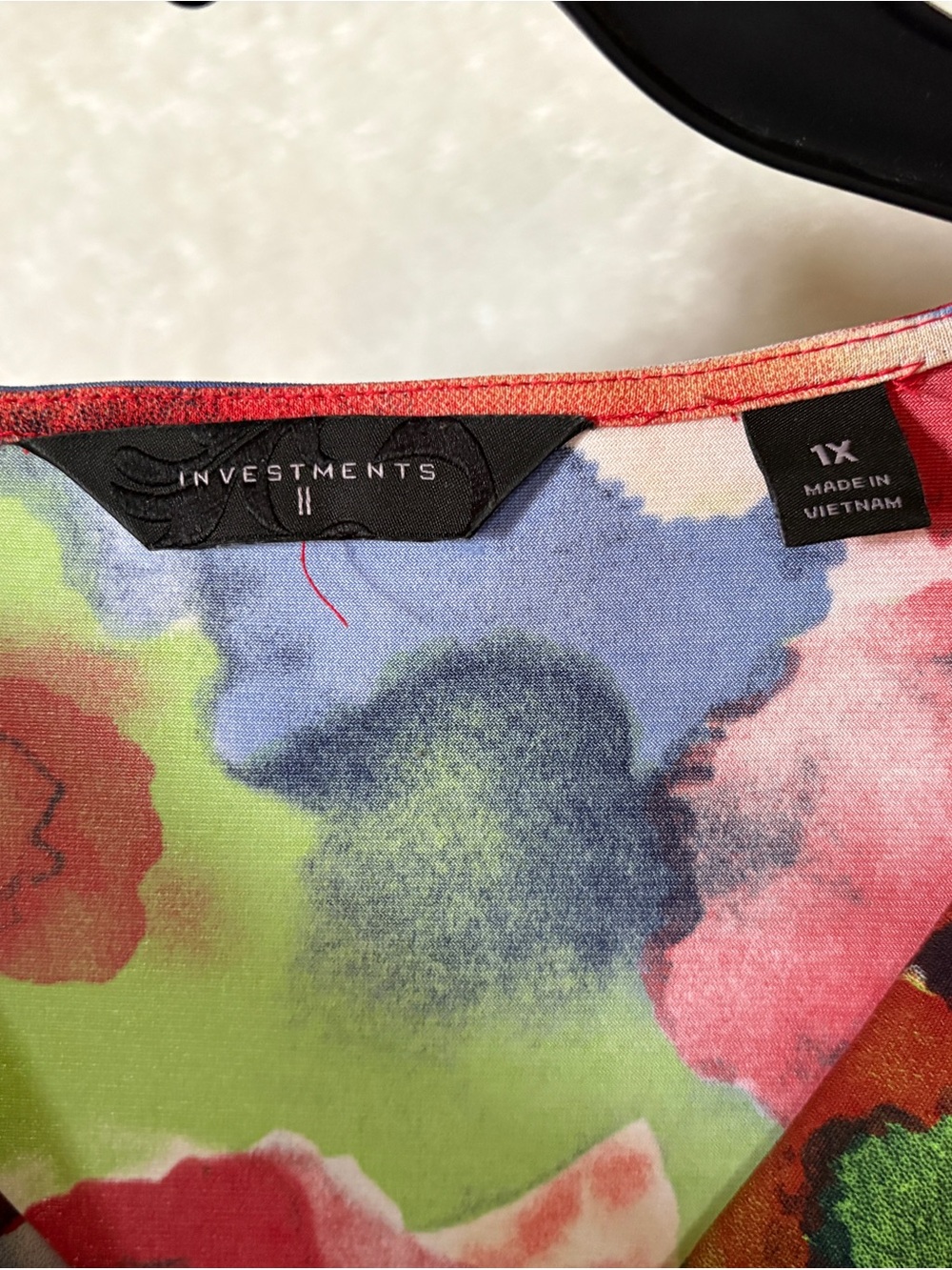 Investments Multicolor Watercolor Floral Cowl Neck Top - Picture 3 of 3